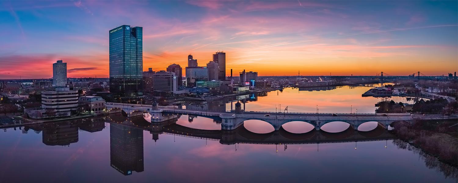 Downtown Toledo at sunset